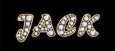 adı jack bling elmas, parlak, parlak altın çerçeve ile yazıldığından