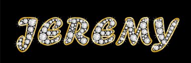 adı jeremy bling elmas, parlak, parlak altın çerçeve ile yazıldığından