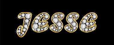 adı jesse bling elmas, parlak, parlak altın çerçeve ile yazıldığından
