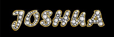 adı joshua bling elmas, parlak, parlak altın çerçeve ile yazıldığından