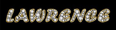 adı lawrence bling elmas, parlak, parlak altın çerçeve ile yazıldığından