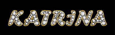 adı katrina bling elmas, parlak, parlak altın çerçeve ile yazıldığından