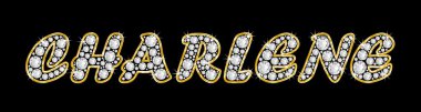 adı charlene bling elmas, parlak, parlak altın çerçeve ile yazıldığından