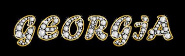 bling elmas, parlak, parlak altın çerçeve ile Gürcistan adını yazıldığından