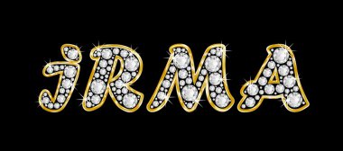 adı Irma bling elmas, parlak, parlak altın çerçeve ile yazıldığından