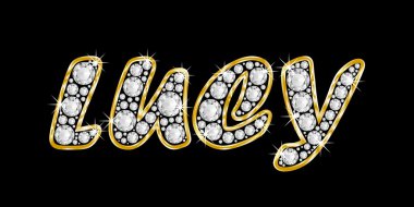 adı lucy bling elmas, parlak, parlak altın çerçeve ile yazıldığından