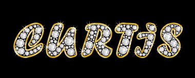adı curtis bling elmas, parlak, parlak altın çerçeve ile yazıldığından