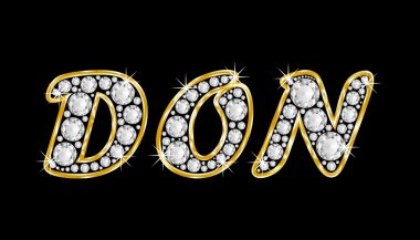 ismi don bling elmas, parlak, parlak altın çerçeve ile yazıldığından