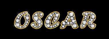 adı oscar bling elmas, parlak, parlak altın çerçeve ile yazıldığından