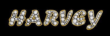 adı harvey bling elmas, parlak, parlak altın çerçeve ile yazıldığından