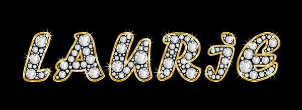 Το όνομα laurie γραμμένο bling διαμαντιών, με λαμπρό, λαμπρό χρυσό πλαίσιο — Φωτογραφία Αρχείου