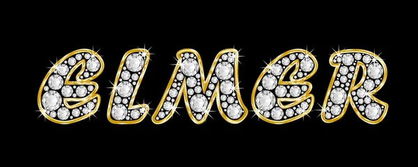 Der Name Ulmer in Bling-Diamanten geschrieben, mit glänzend goldenem Rahmen — Stockfoto