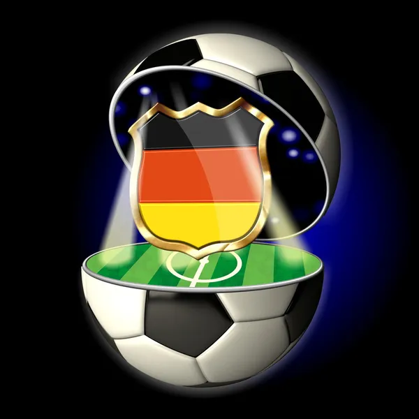 Open soccer ball with crest of Germany — Stock Photo, Image