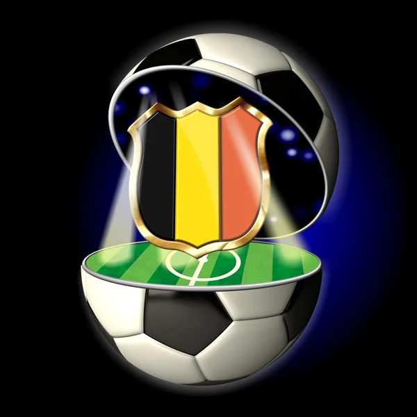 Open soccer ball with crest of Belgium — Stock Photo, Image