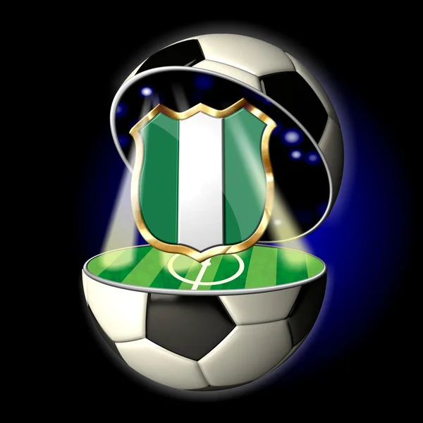 Ballon de football ouvert avec crête du Nigeria Images De Stock Libres De Droits