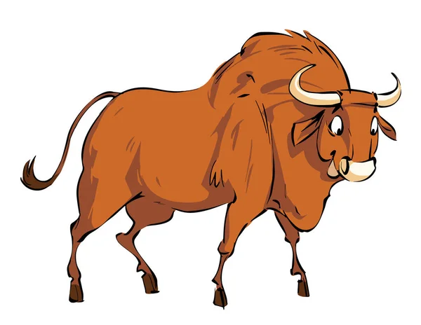 Vector Cartoon Illustratie Van Funny Farm Bull Animal — Stockvector