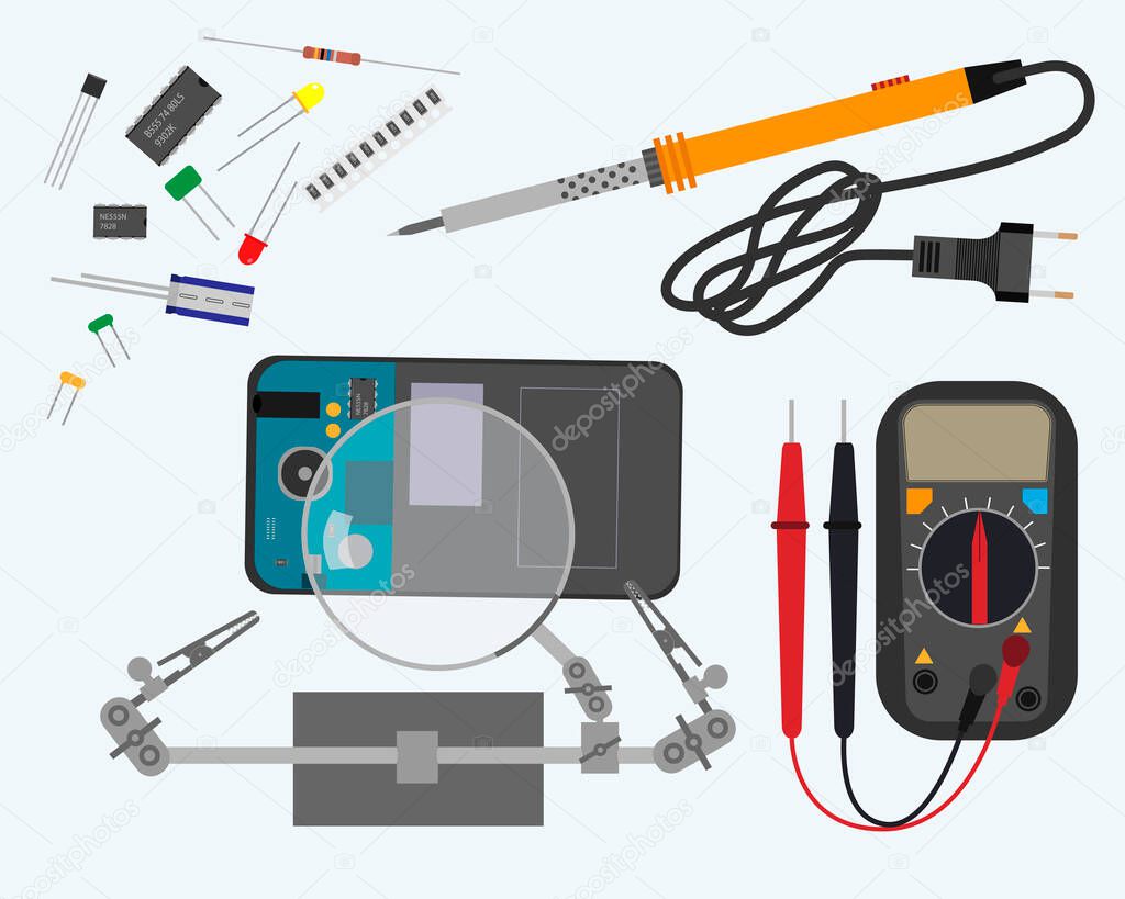 Service repair of electronic equipment. Electronics repair process