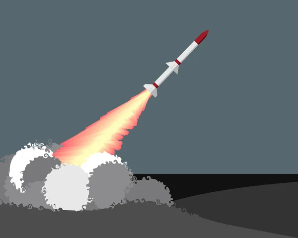 戦争だ 軍用ロケットの打ち上げ 防空の仕事 — ストックベクタ
