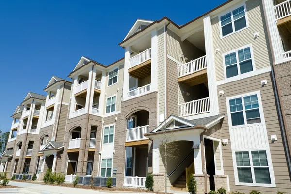 New apartment building in suburban area Stock Image