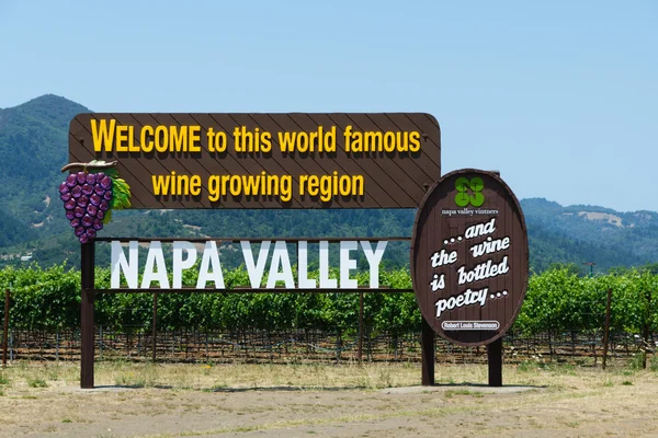 Napa valley znamení. Kalifornie — Stock fotografie