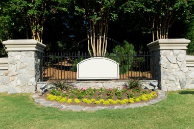 Blank sign of the subdivision entrance clipart