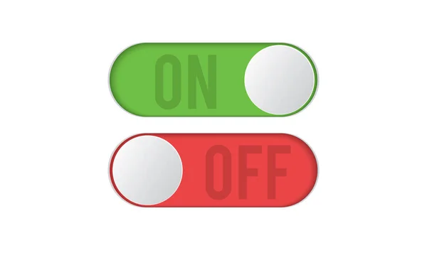 Botão Liga Desliga Botões Interruptor Botões Interruptor Vermelho Verde Definido — Vetor de Stock