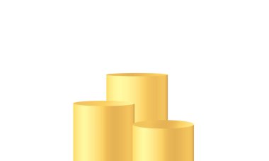 Beyaz arka planda izole edilmiş altın parlak metal daire podyumu