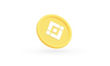 Beyaz zemin üzerinde altın Binance para şifreleme, BNB para, dijital ödeme sistemi engelleme zinciri