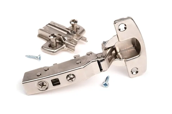 Furniture fittings - door hinge — Stock Photo, Image