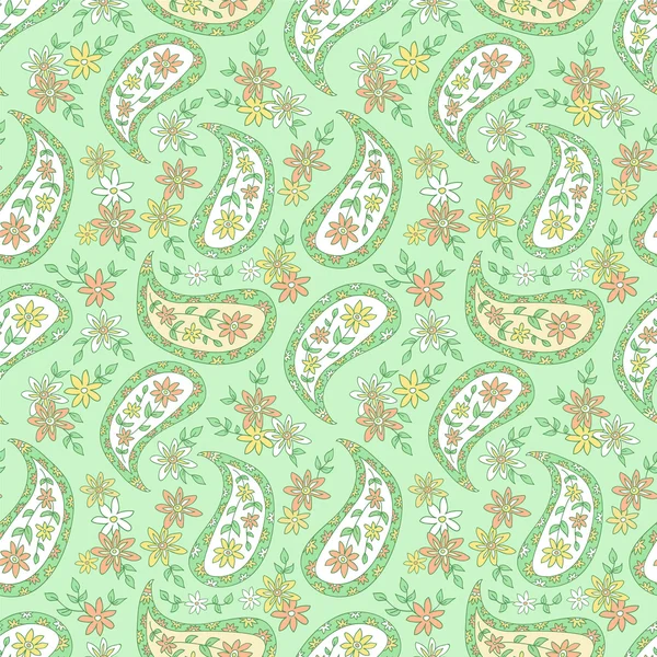 Été motif textile floral paisley vert — Image vectorielle