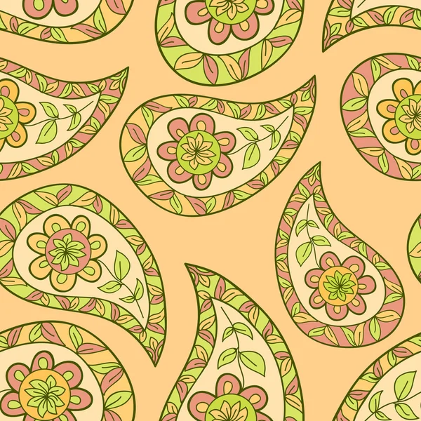 Летний цветочный текстиль из пейсли. Бесшовный фон — стоковый вектор