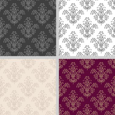 Dikişsiz çiçek damask desenleri.