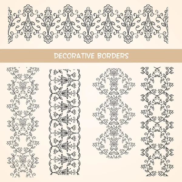 Decorative lace floral borders. — Stock Vector