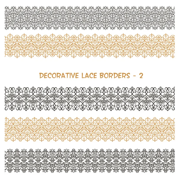 Decorative lace floral seamless borders. — Stock Vector