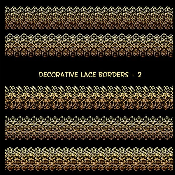Golden decorative floral borders. — Stock Vector
