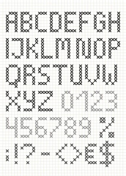 Cross Stitch Türkçe alfabe büyük. — Stok Vektör