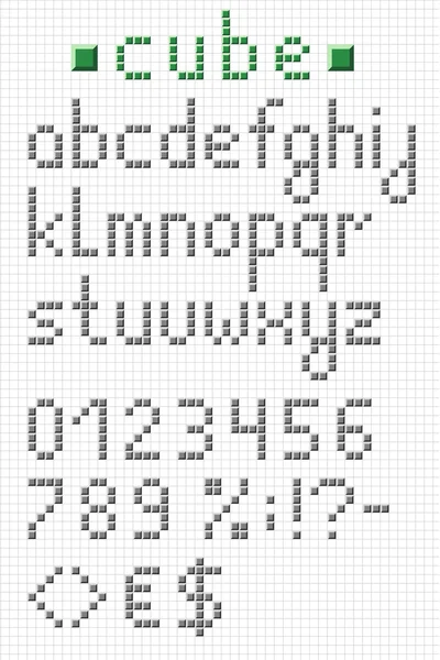 Sayılar ve semboller geometrik küçük harf İngiliz alfabesi. — Stok Vektör