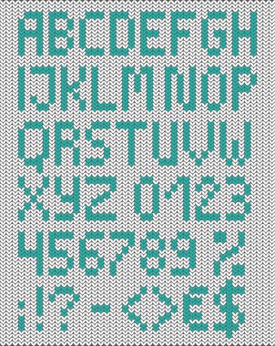 sayılar ve semboller ile örme büyük harf İngiliz alfabesi.