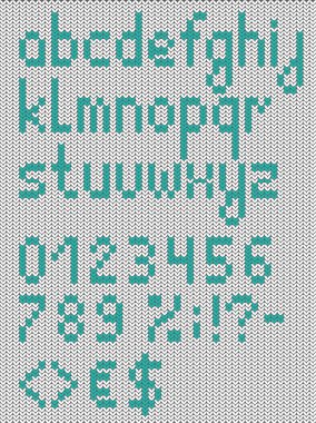 sayılar ve semboller ile örme küçük harf İngiliz alfabesi.