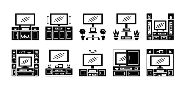 Soporte Conjunto Iconos Plana Ilustración Vectorial Consola Medios Moderna Diferentes Ilustración de stock