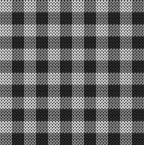 Schwarz Weißes Strickkleid Mit Nahtlosem Muster Vektorillustration Von Gestrickten Karierten — Stockvektor
