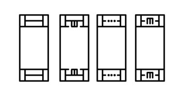 Kriket sahası. Spor sahası. Kriket sahası manzarası. Vektör çizgisi simgesi ayarlandı. Beyaz arkaplanda izole nesneler