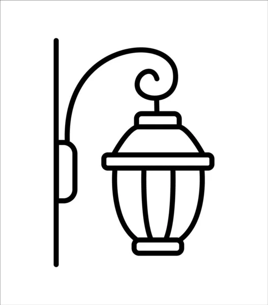 Antique Lantern Sconce Vector Line Icon Home Hall Corridor Vintage — Archivo Imágenes Vectoriales