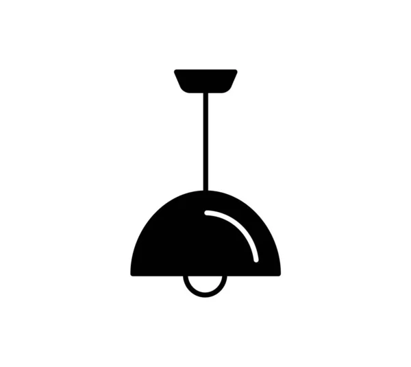 老式复古吊灯与碗阴 矢量平面轮廓图标 工业用天花板灯具 用于餐室 岛屿地区 室内装饰元素 白色背景上的孤立物体 — 图库矢量图片