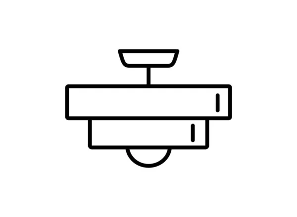 吊顶半冲水安装灯 传统的带级夹具 直线向量图标 家庭照明标志 线形象形图 — 图库矢量图片