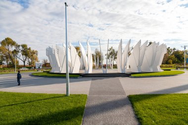Shpola, Ukrayna - 10 Ekim 2021: Ukrayna coğrafi merkezi