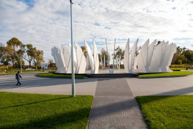 Shpola, Ukrayna - 10 Ekim 2021: Ukrayna coğrafi merkezi