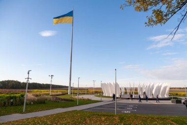 Shpola, Ukrayna - 10 Ekim 2021: Ukrayna coğrafi merkezi