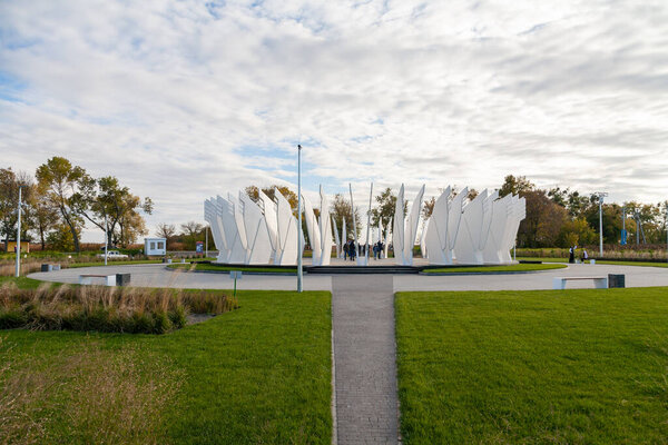 Shpola, Ukraine - October 10, 2021: Geographic center of Ukraine