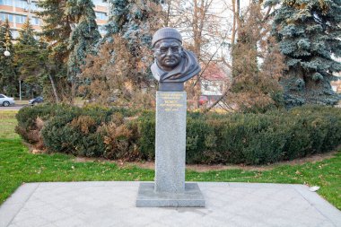 Cherkasy, Ukrayna - Kasım 2021: Ihor Momot Anıtı - Rus Kahramanı - Ukrayna Savaşı